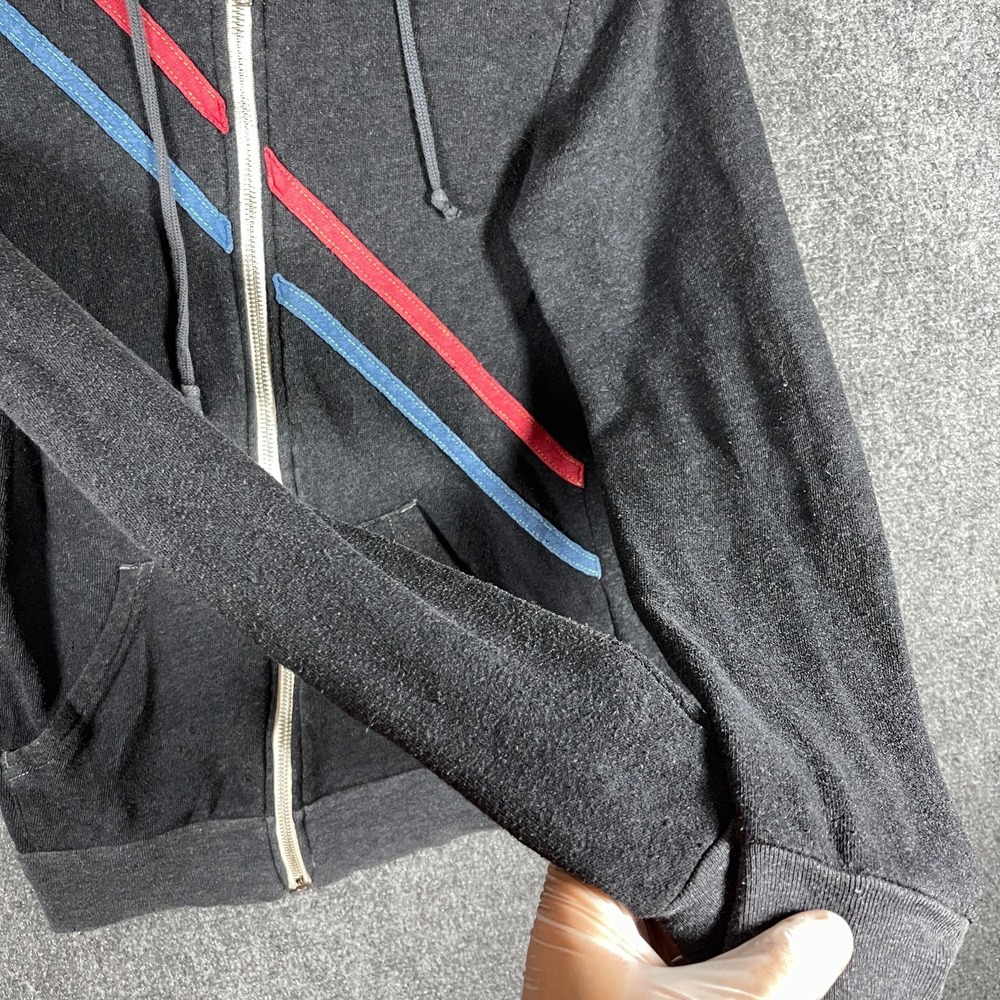 Aviator Nation Stripe Zip Up Pray for Snow Hooded Jacket Dark Gray Size XS #2858 - Picture 8 of 11